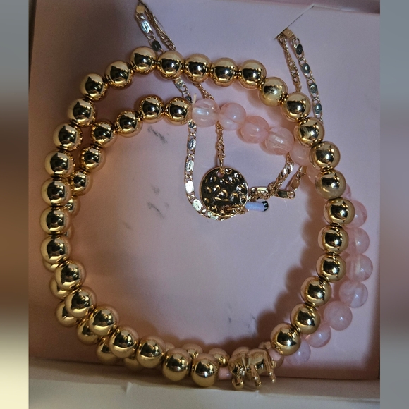 Lily Sky Designs Gold Luxurious Beaded Bracelet Set Of 4 Sz7" - Picture 8 of 10